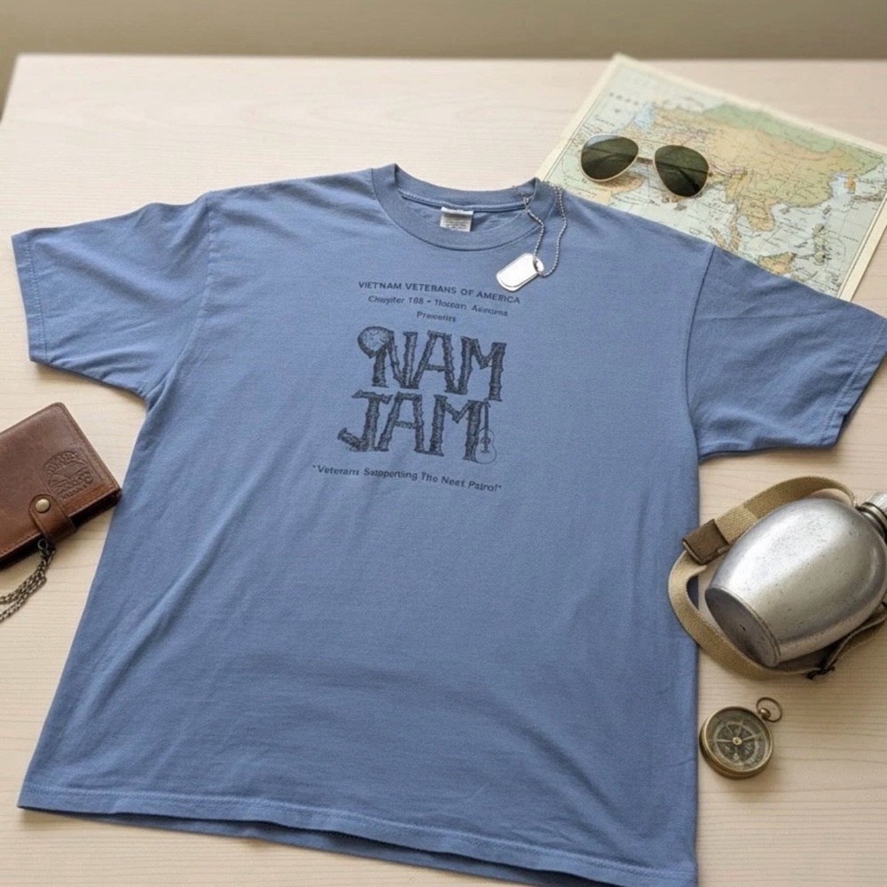 Vintage Nam Jam Vietnam Veterans of America T-Shirt Blue Graphic Men's Large